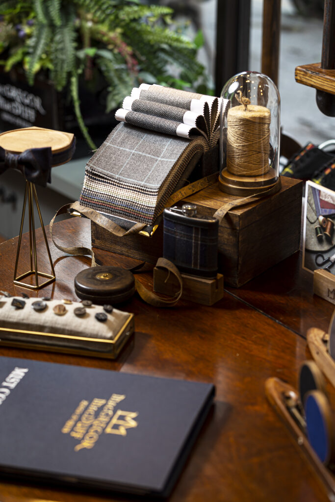 Visual merchandising for a menswear shop, tailoring shop